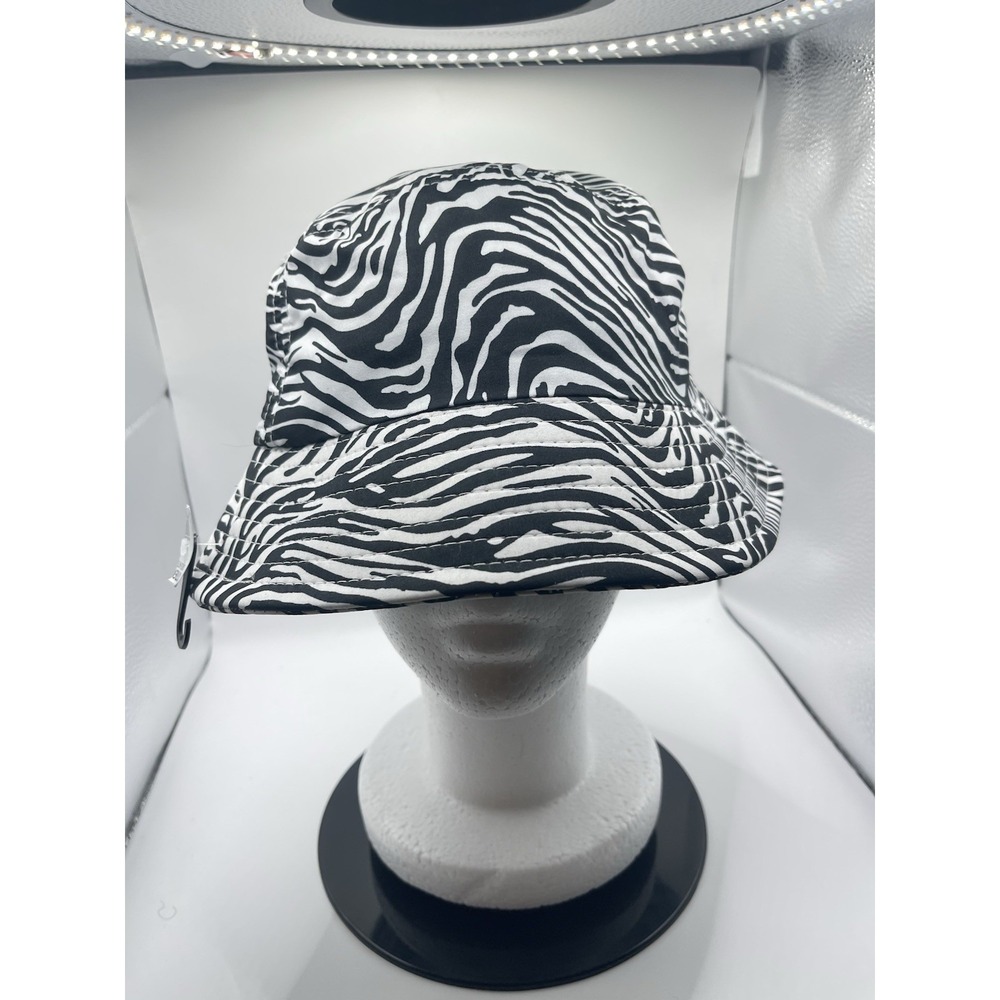 NWT Design Zebra‎ Print Bucket Hat Black White Sz S/M Safari H0171